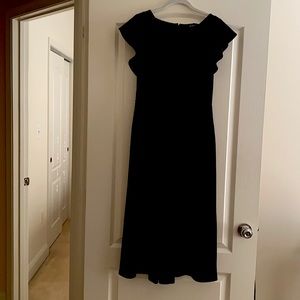 Ruffle sleeve jumpsuit, v neck, wide cropped leg.